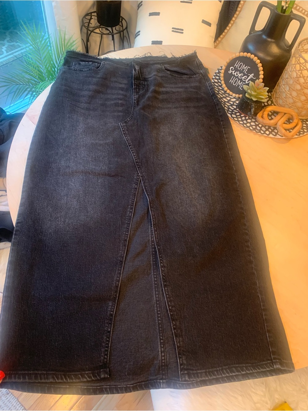 Wild Fable black jean maxi with distressed waist size 12